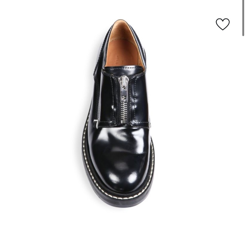 Rag & Bone Saxon Zip Front Leather Oxfords Loafers, Black, Size 40